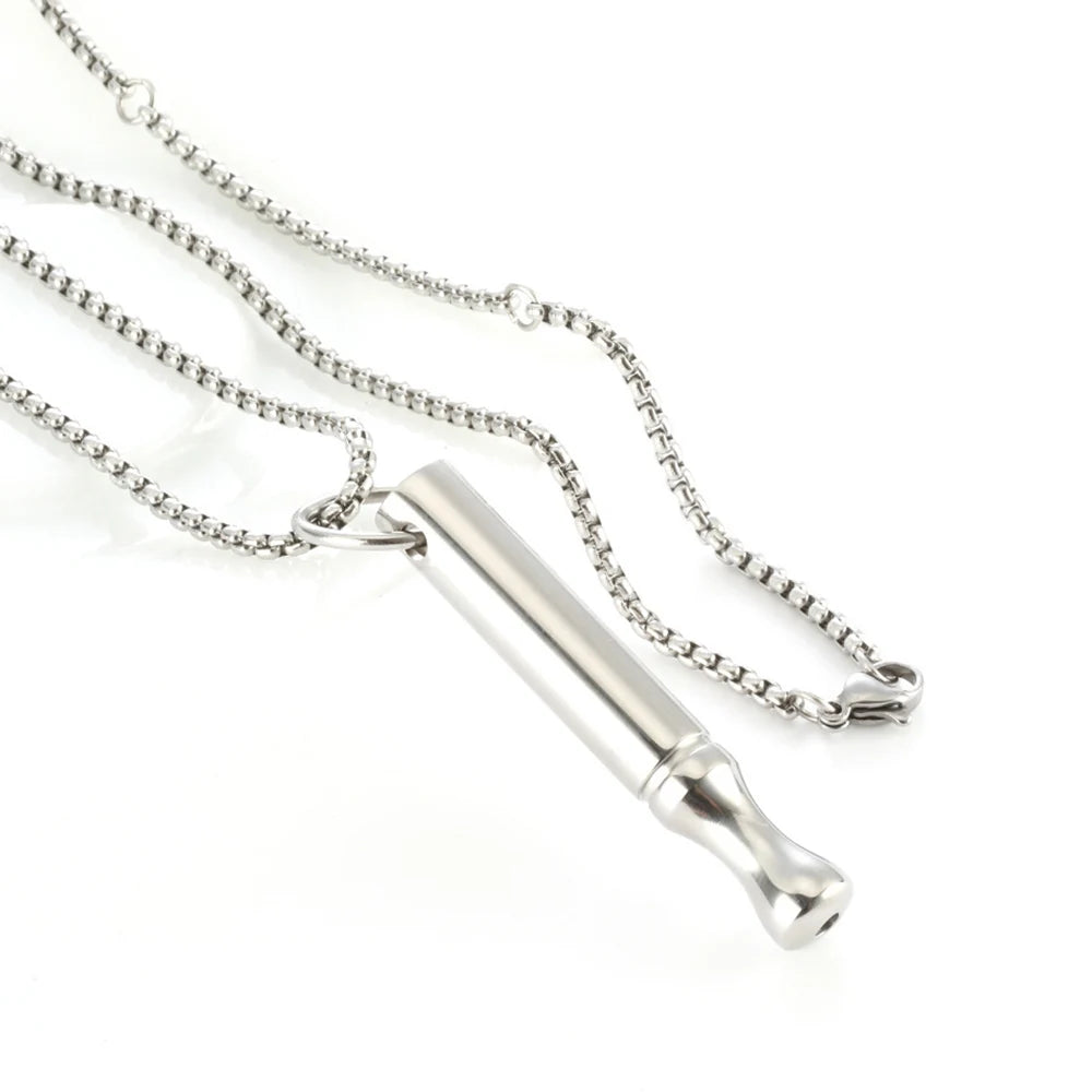 Breathwork Meditation Necklace Anti-Smoking Stainless Steel Whistle